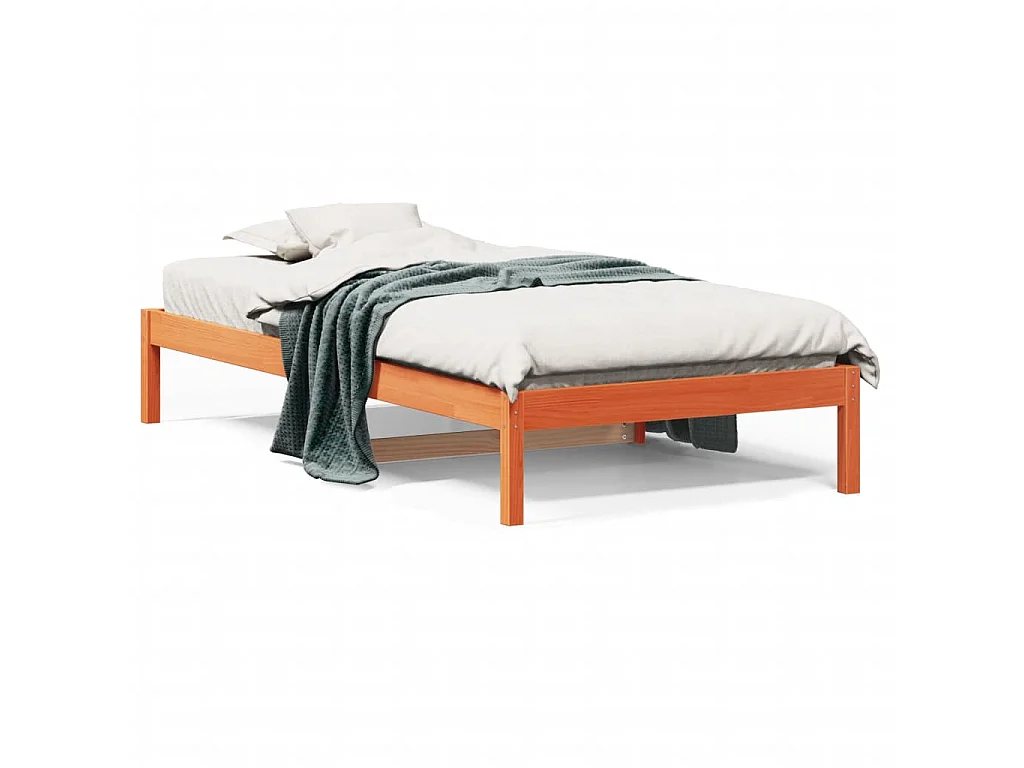 Sofá cama sin colchón madera maciza pino marrón cera 90x200 cm