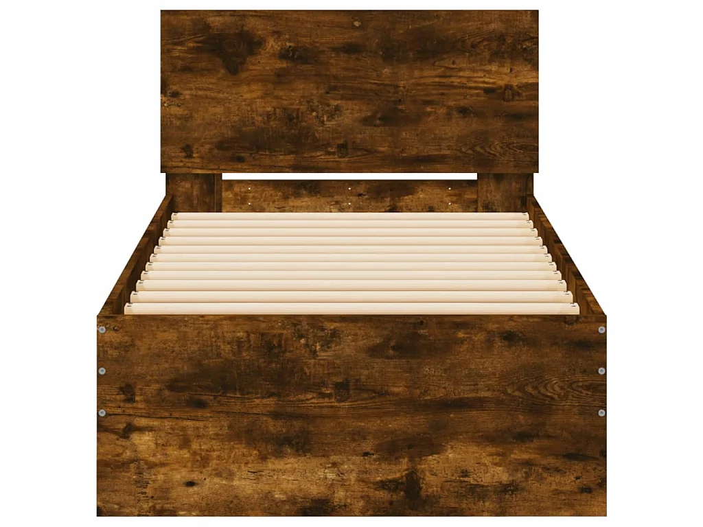 Cadre de lit sans matelas avec lumières LED chêne fumé 90x190cm