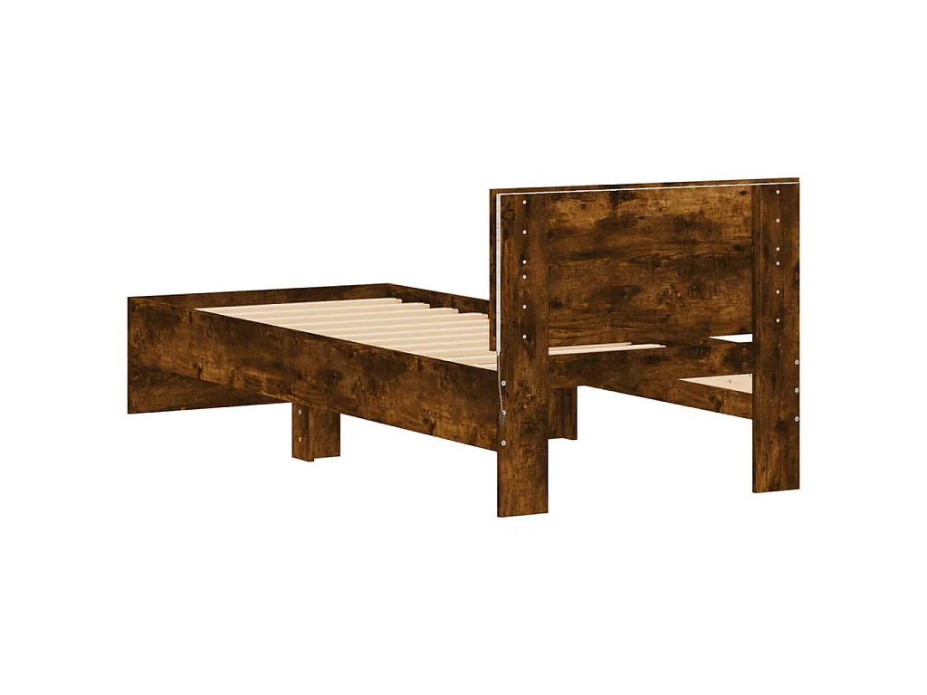 Cadre de lit sans matelas avec lumières LED chêne fumé 90x190cm
