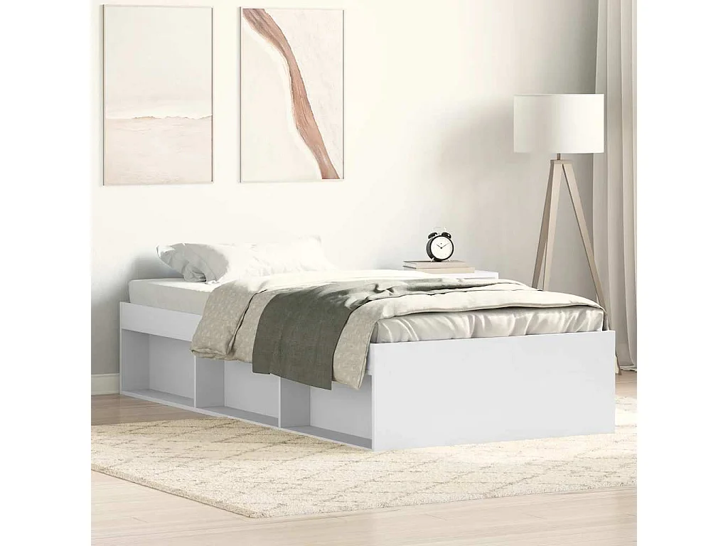 Cadre de lit sans matelas blanc 100x200 cm