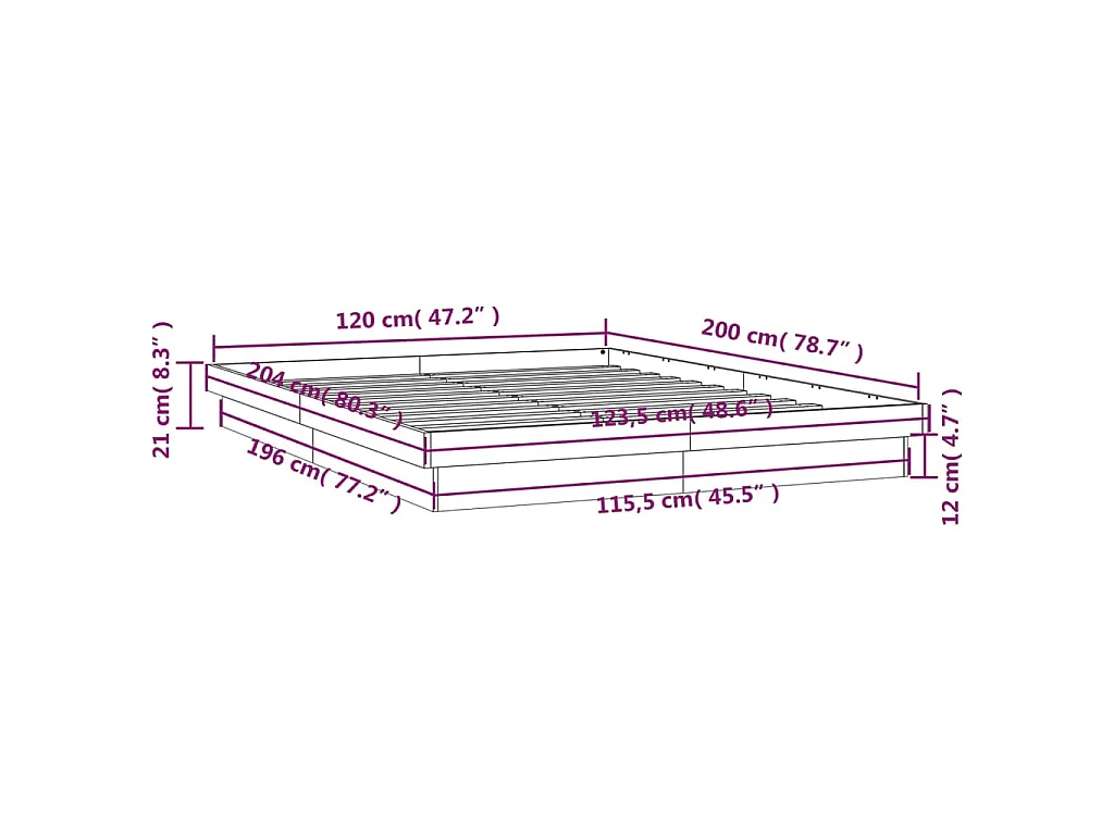 Bedframe met LED-verlichting grenenhout wasbruin 120x200 cm