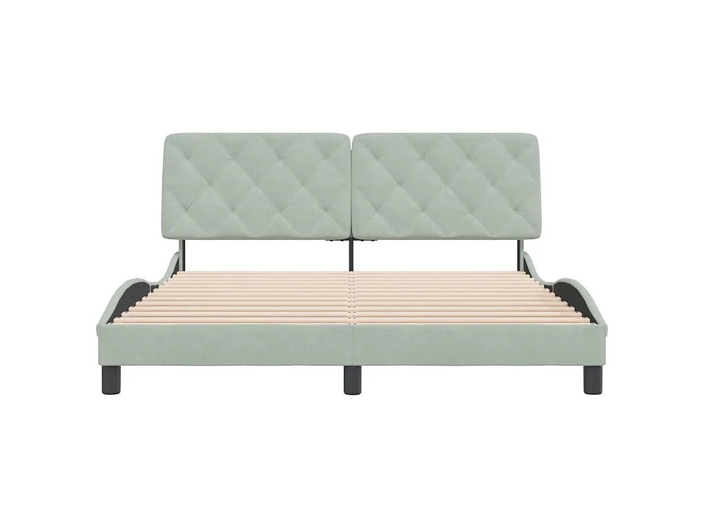 Giroletto senza Materasso Grigio Chiaro 160x200 cm Velluto