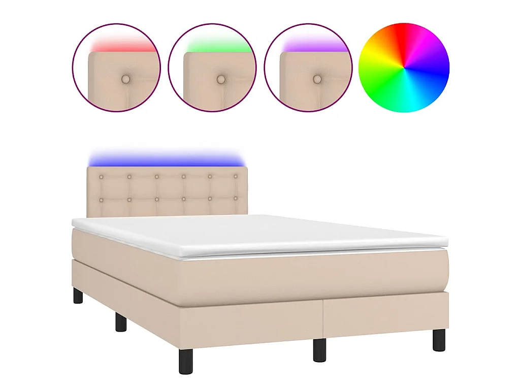 Sommier à lattes de lit avec matelas LED cappuccino 120x190 cm