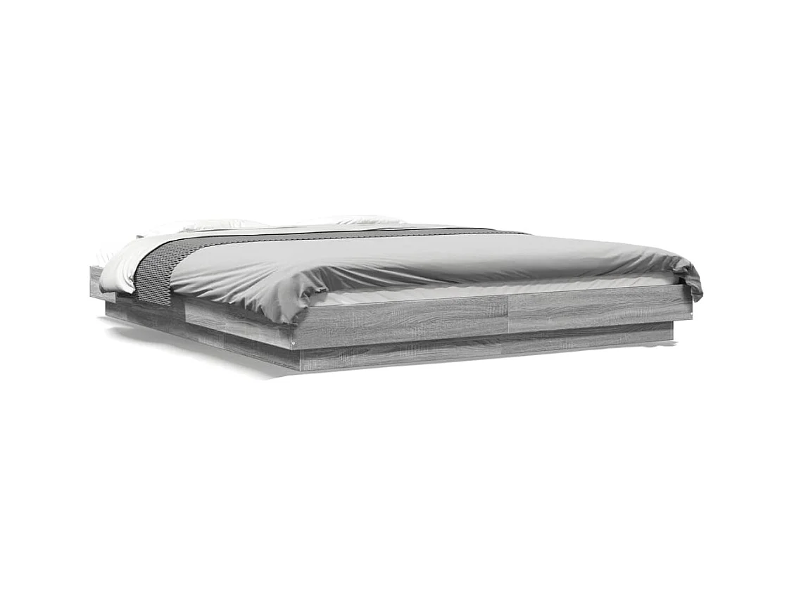 Cadre de lit et lumières LED sans matelas sonoma gris 150x200cm