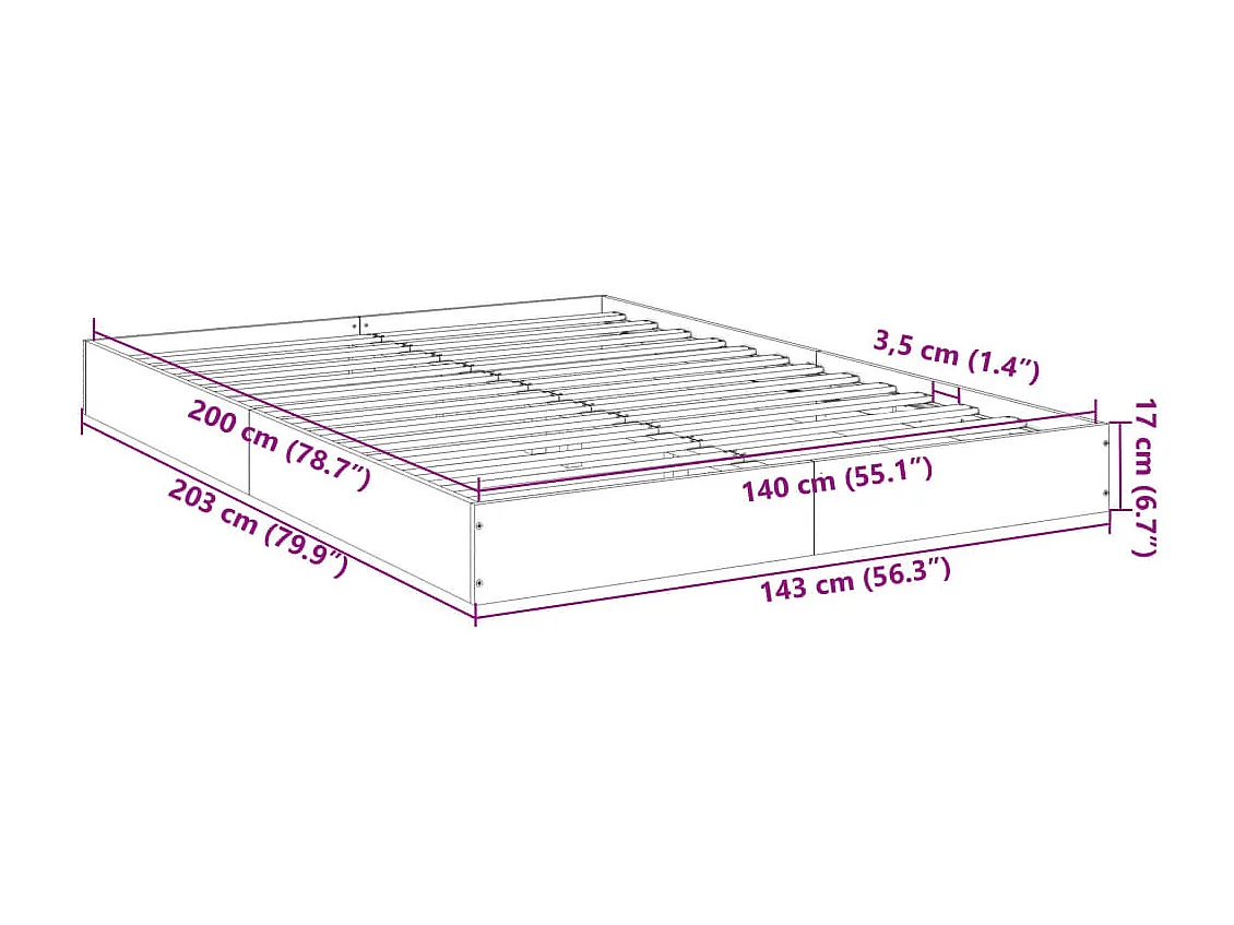 Cadre de lit sans matelas chêne sonoma 140x200 cm
