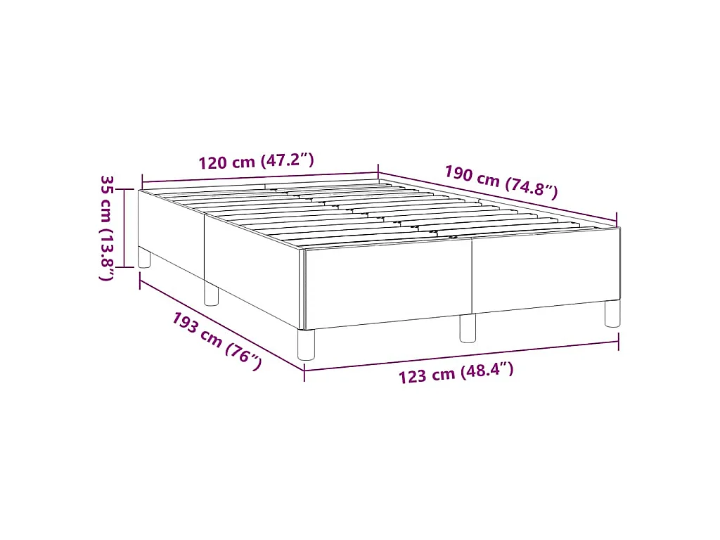 Cadre de lit sans matelas marron foncé 120x190 cm tissu