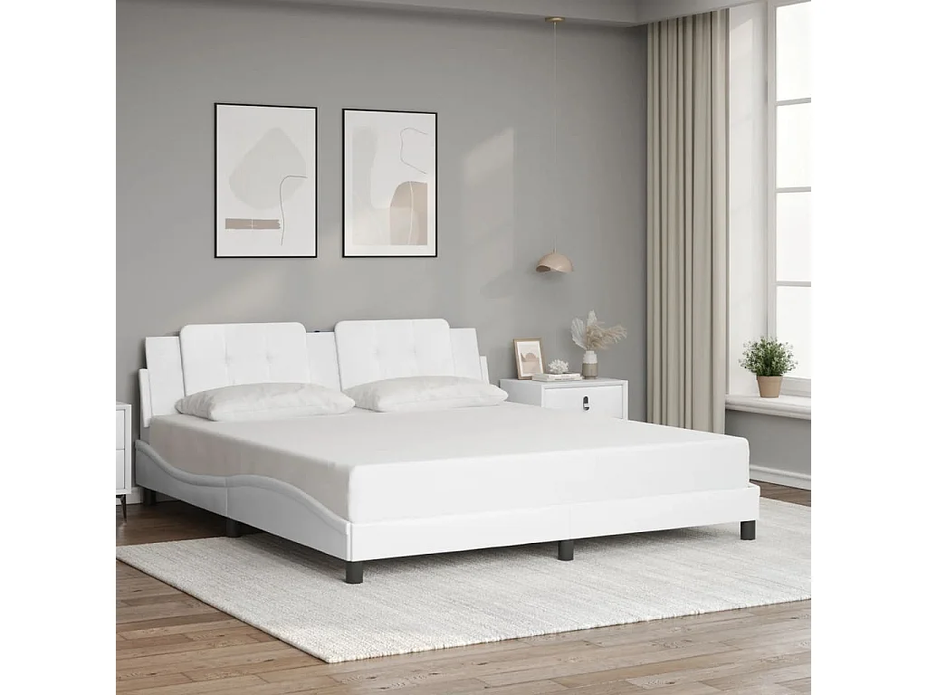 Cadre de lit sans matelas Zadar blanc 180x200 cm similicuir