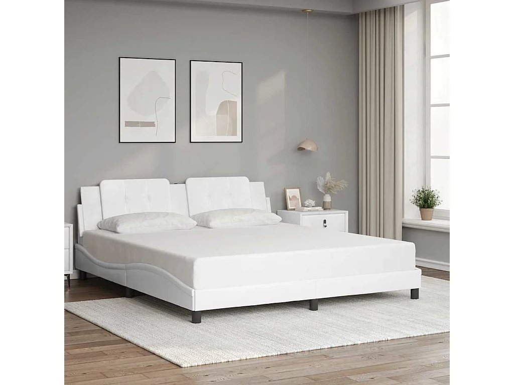 Cadre de lit sans matelas Zadar blanc 180x200 cm similicuir