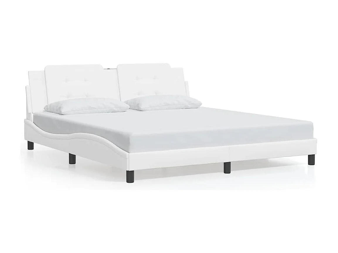 Cadre de lit sans matelas Zadar blanc 180x200 cm similicuir