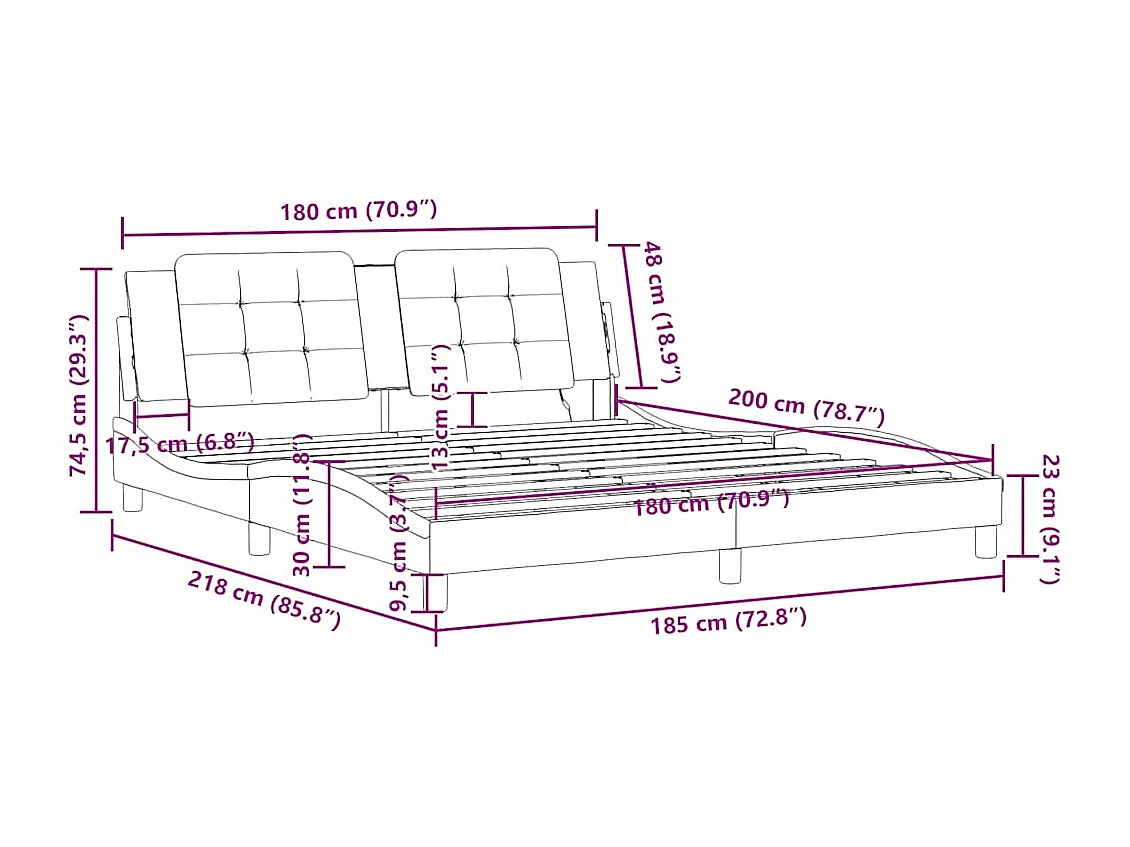 Cadre de lit sans matelas Zadar blanc 180x200 cm similicuir
