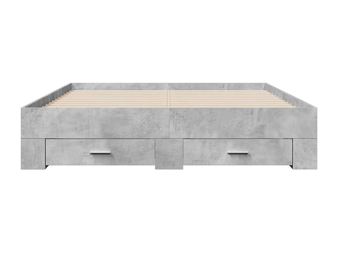 Cadre de lit avec tiroirs sans matelas gris béton 140x200 cm