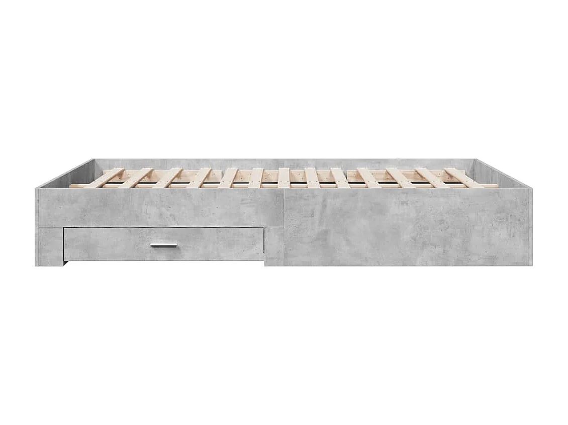 Cadre de lit avec tiroirs sans matelas gris béton 140x200 cm