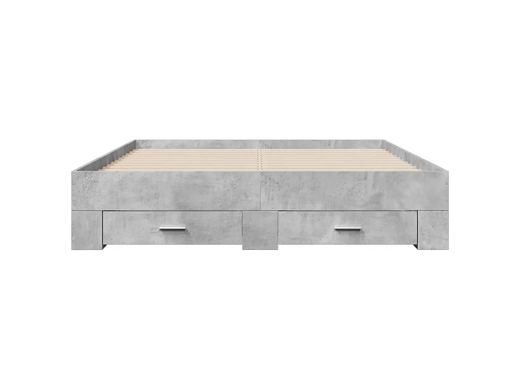 Cama con cajones madera ingeniería gris hormigón 140x200 cm