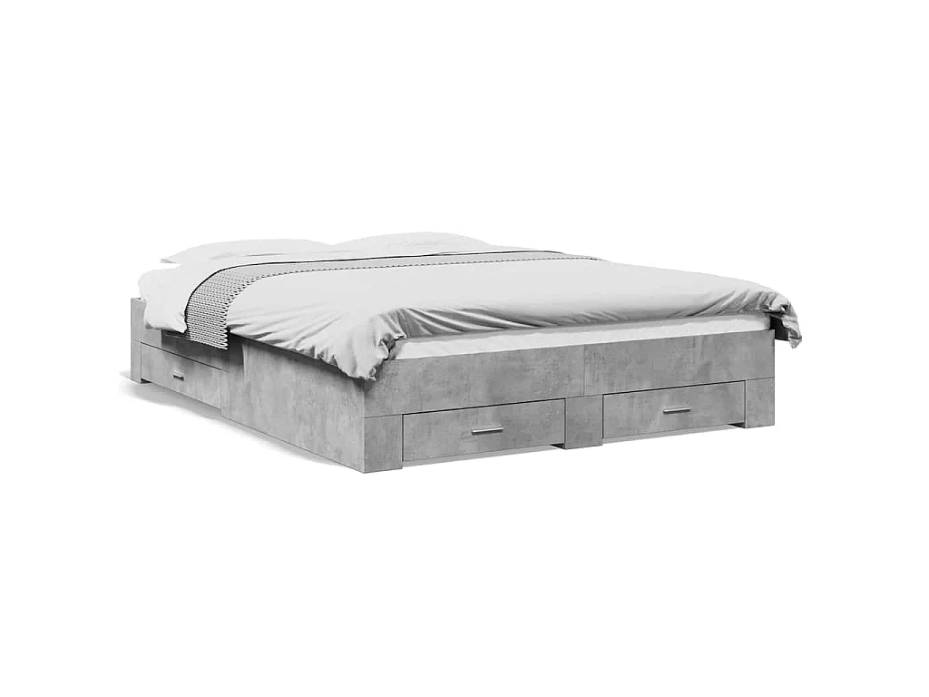 Giroletto Cassetti Grigio Cemento 140x200 cm Legno Multistrato