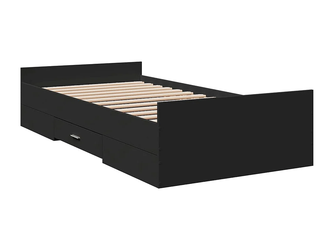 Giroletto con Cassetti Nero 90x190 cm in Legno Multistrato