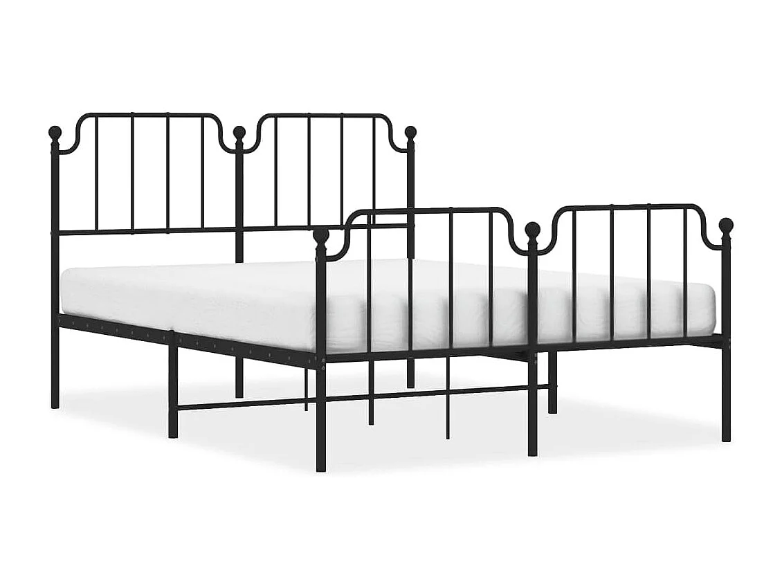 Cadre de lit métal sans matelas avec pied de lit noir 140x200cm