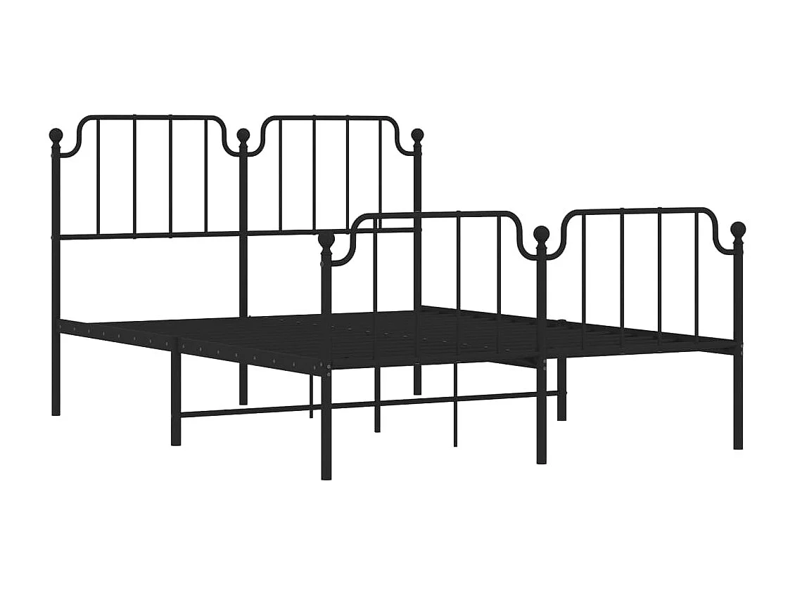 Cadre de lit métal sans matelas avec pied de lit noir 140x200cm