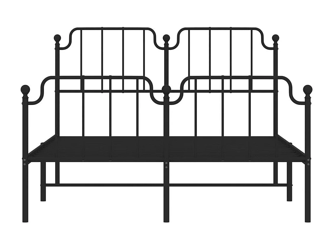 Cadre de lit métal sans matelas avec pied de lit noir 140x200cm