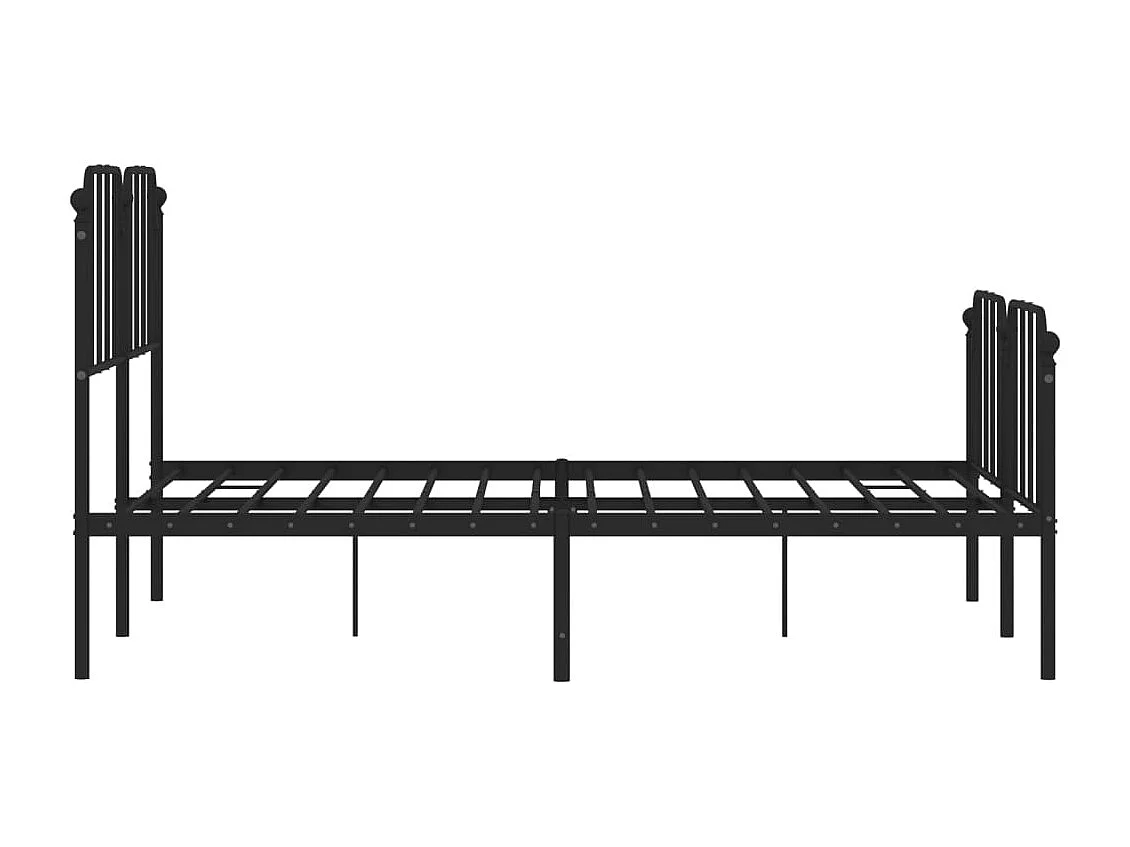 Cadre de lit métal sans matelas avec pied de lit noir 140x200cm