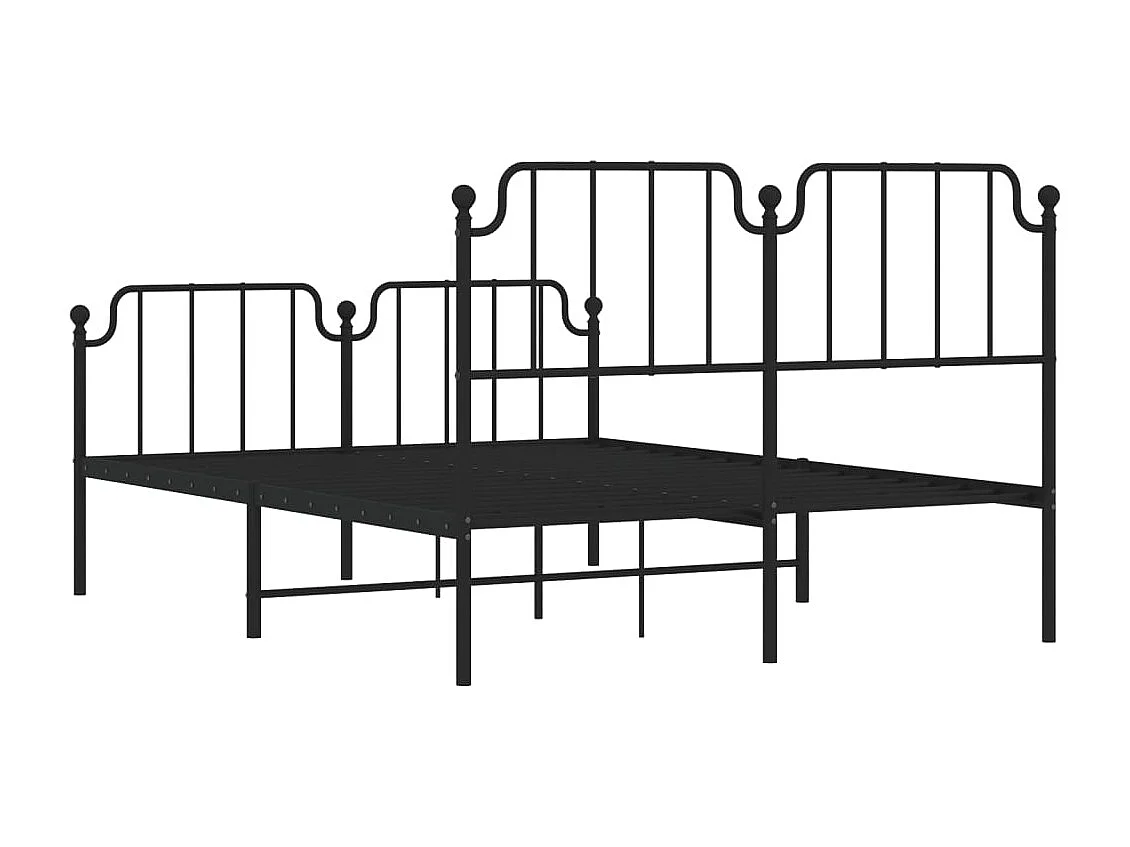 Cadre de lit métal sans matelas avec pied de lit noir 140x200cm