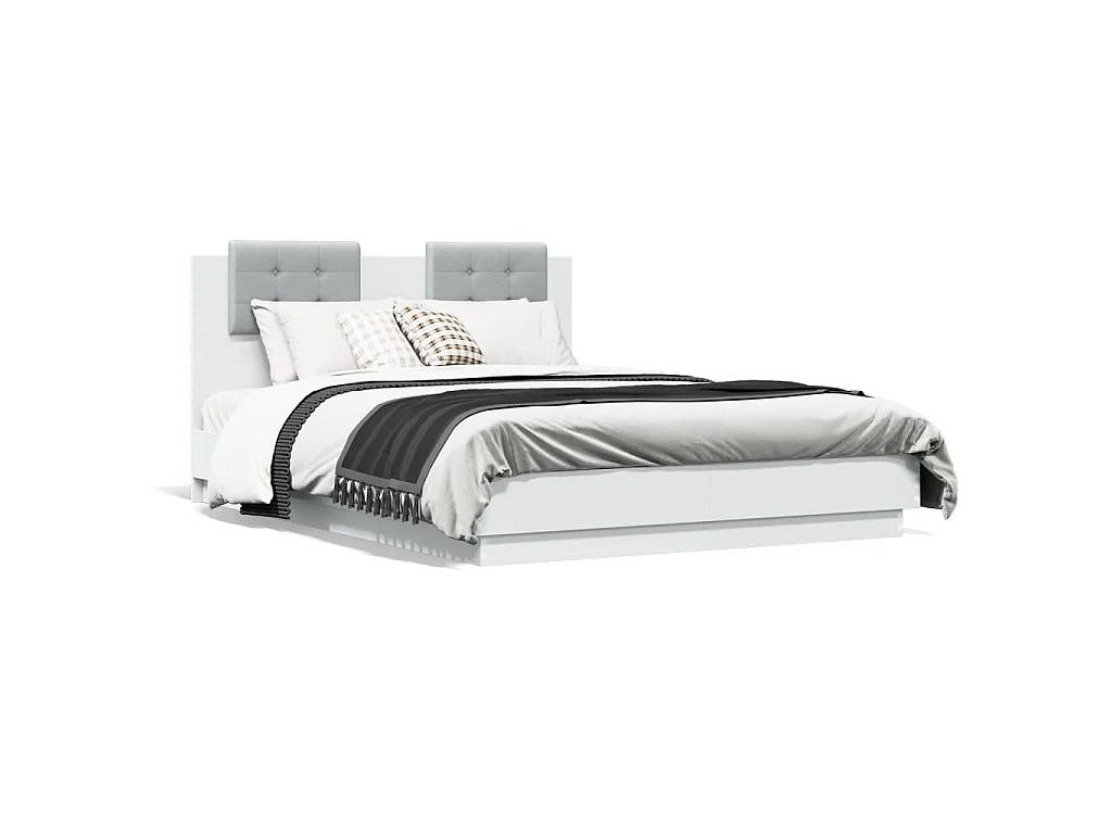 Estructura cama con cabecero madera ingeniería blanco 120x190cm