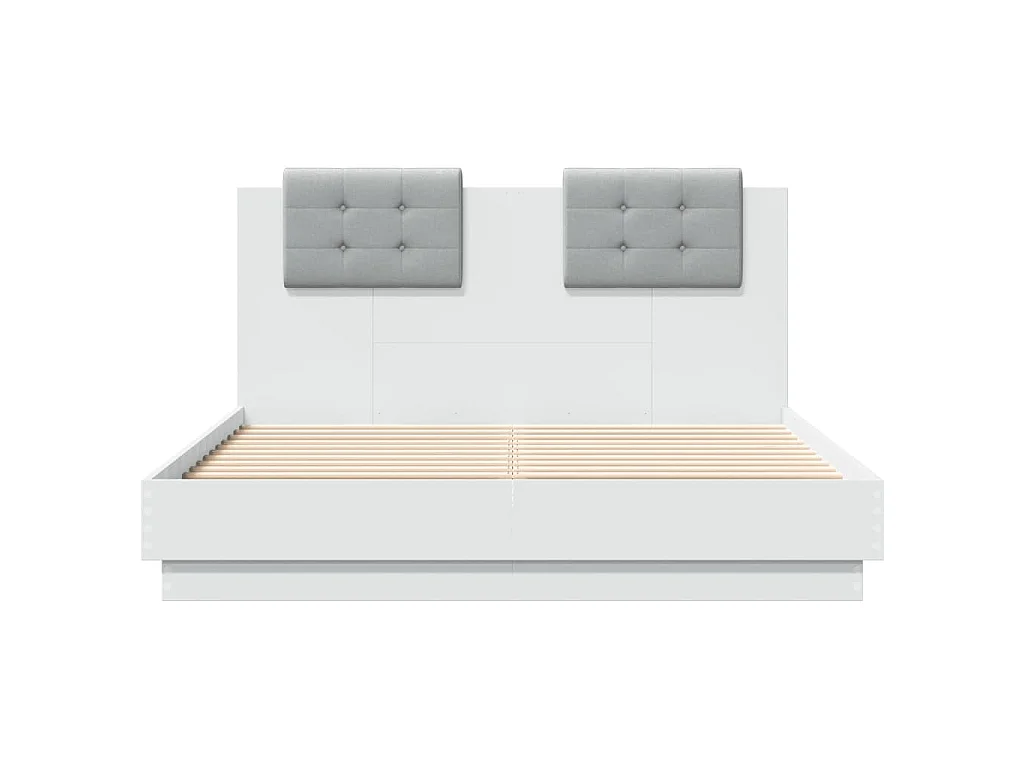 Estructura cama con cabecero madera ingeniería blanco 120x190cm