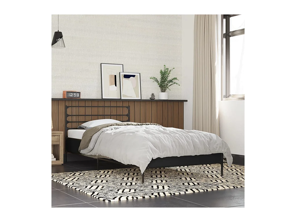 Giroletto Nero 90x200 cm in Legno Multistrato e Metallo