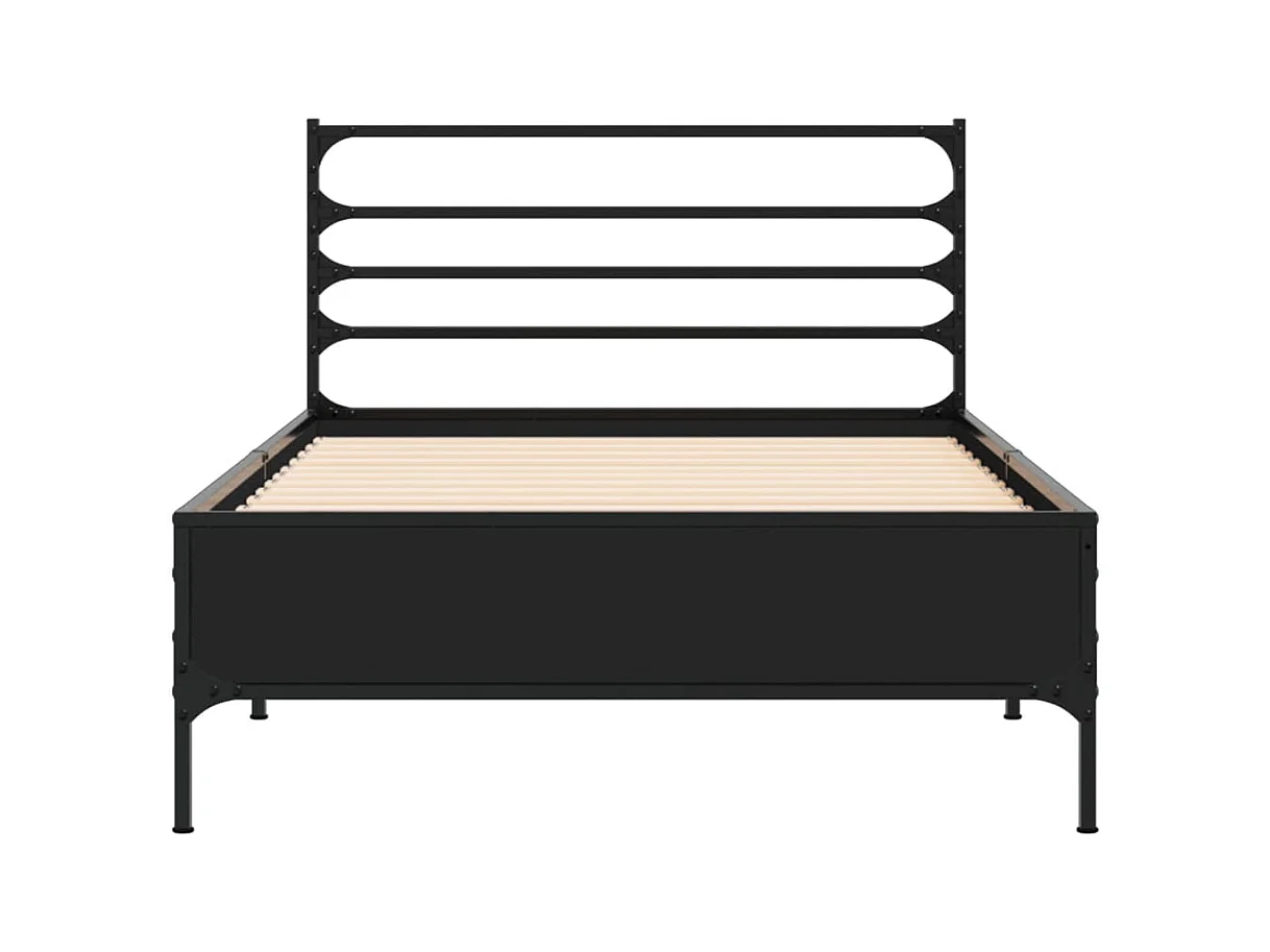 Giroletto Nero 90x200 cm in Legno Multistrato e Metallo