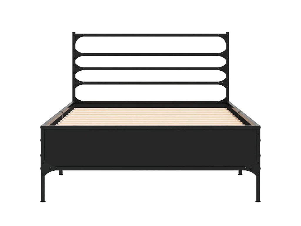 Bedframe bewerkt hout en metaal zwart 90x200 cm