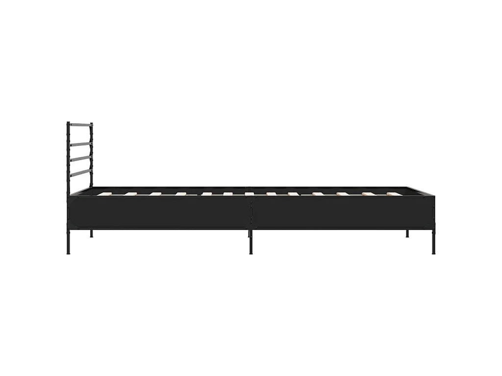Bedframe bewerkt hout en metaal zwart 90x200 cm
