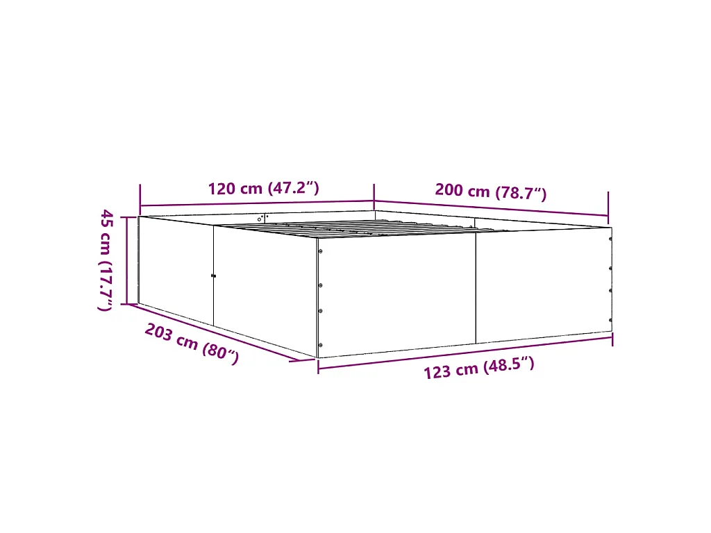 Cadre de lit sans matelas chêne sonoma 120x200 cm