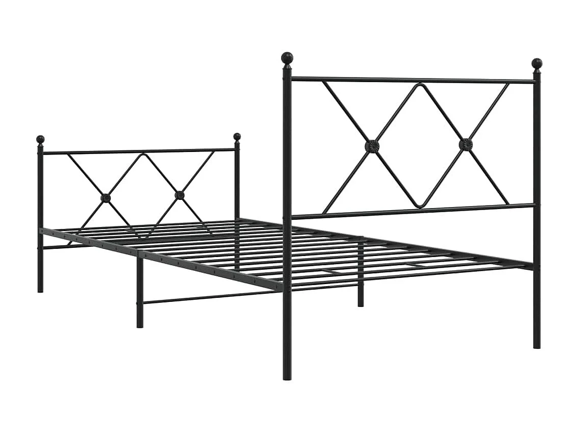 Bedframe met hoofd- en voeteneinde metaal zwart 90x190 cm
