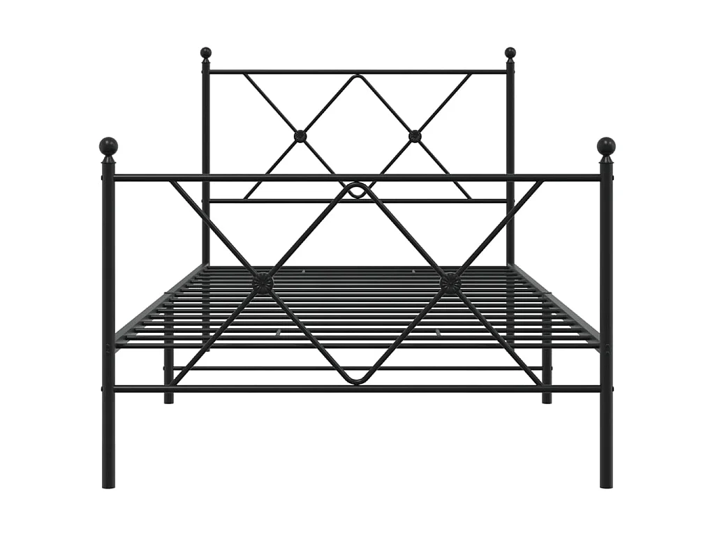 Cadre de lit métal sans matelas avec pied de lit noir 90x190 cm