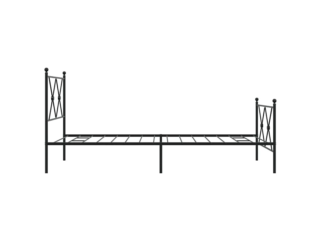 Cadre de lit métal sans matelas avec pied de lit noir 90x190 cm