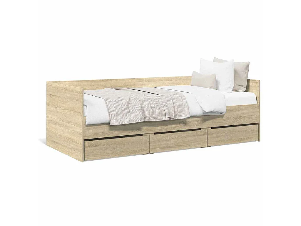 Lit de jour avec tiroirs sans matelas chêne sonoma 90x190 cm