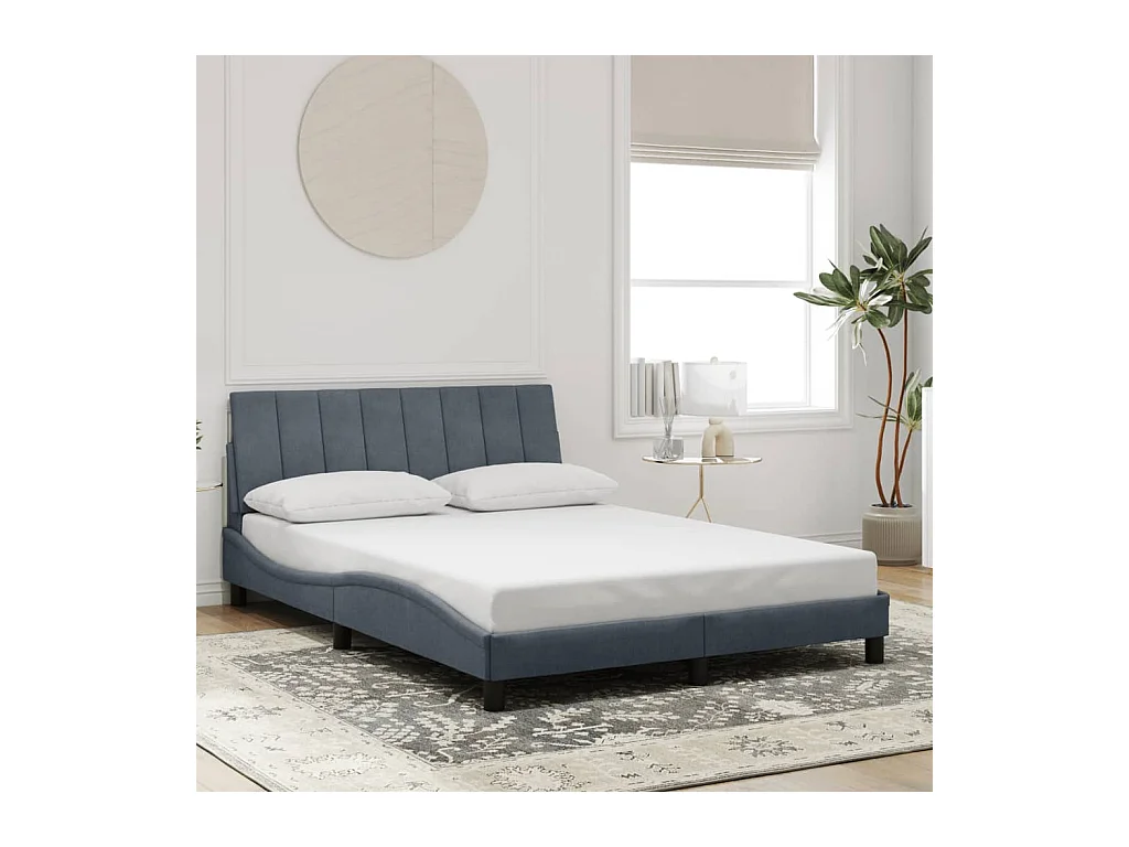 Cadre de lit sans matelas gris foncé 140x200 cm velours