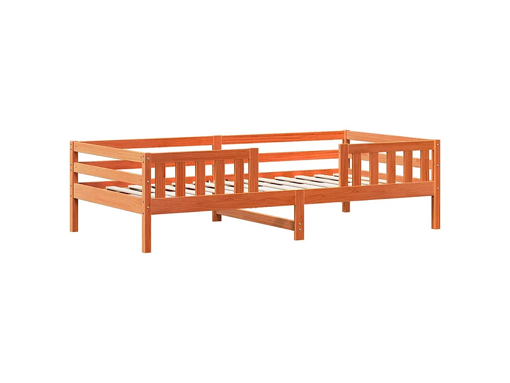 Cadre de lit sans matelas cire marron 75x190 cm bois pin massif