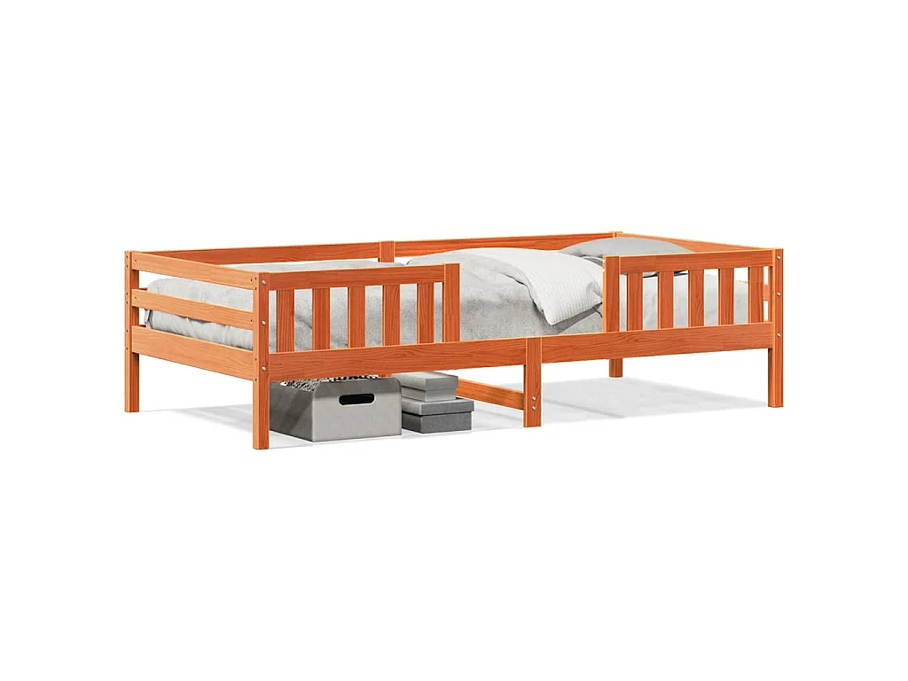 Cadre de lit sans matelas cire marron 75x190 cm bois pin massif