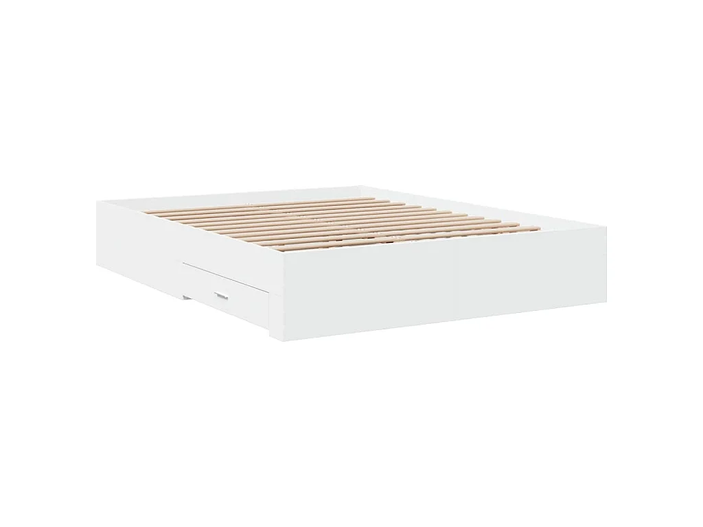 Cadre de lit avec tiroirs sans matelas blanc 140x200 cm