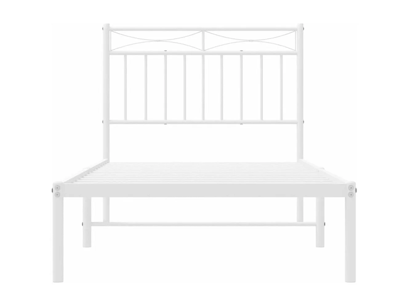 Cadre de lit métal sans matelas avec tête de lit blanc 90x190cm