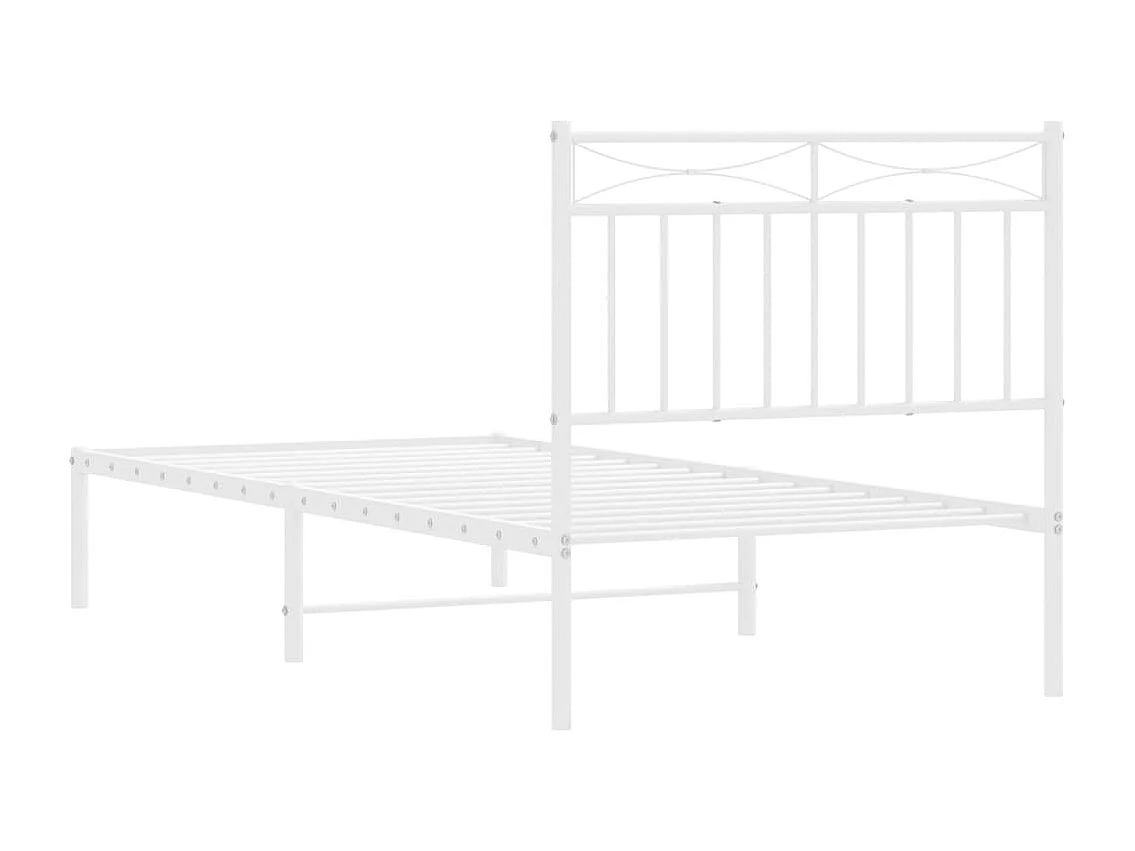 Cadre de lit métal sans matelas avec tête de lit blanc 90x190cm