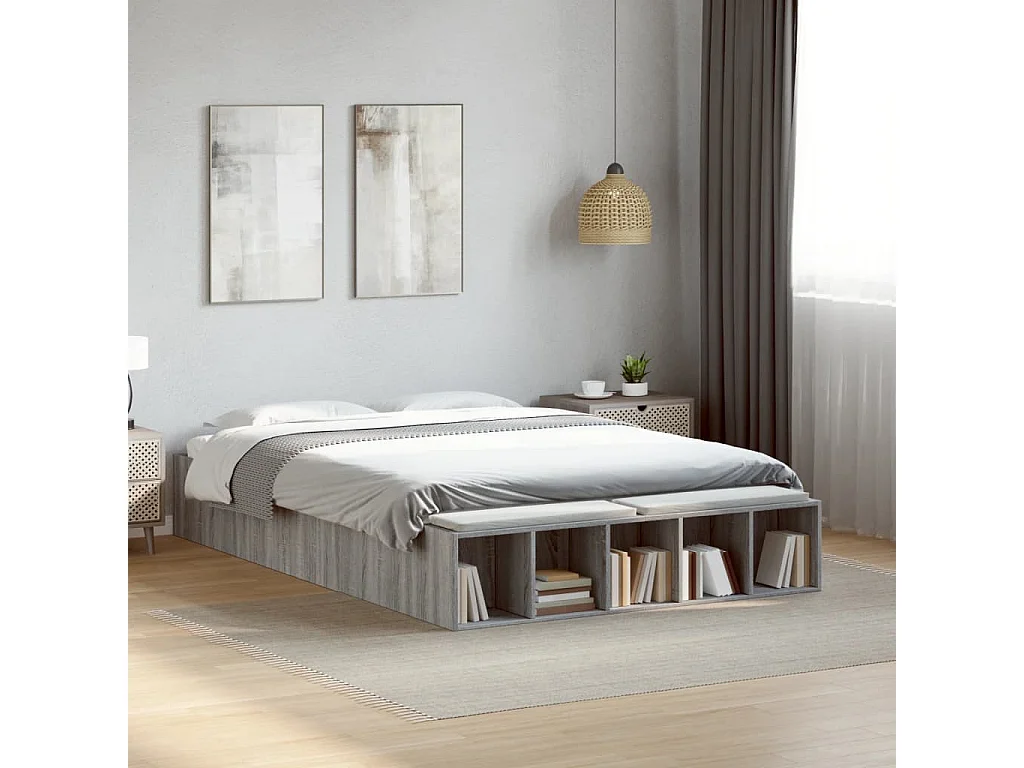 Cadre de lit sans matelas sonoma gris 140x190 cm