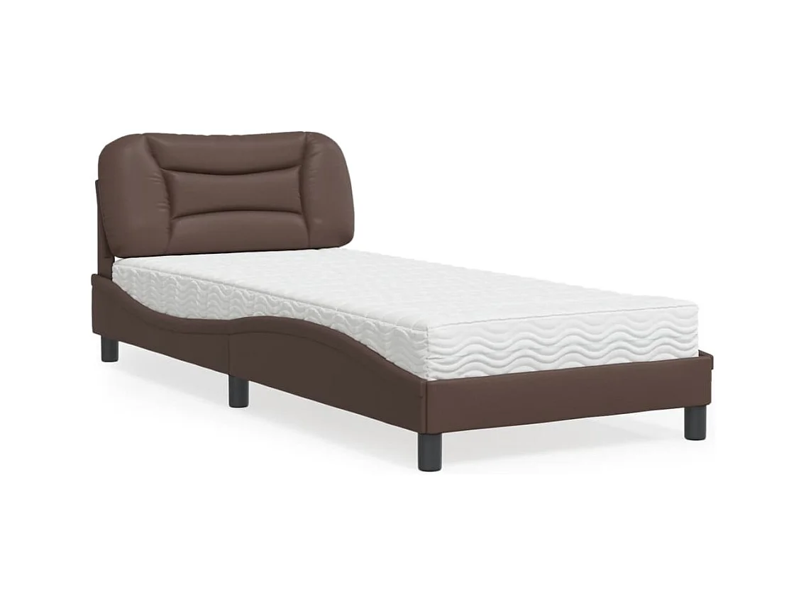 Lit avec matelas marron 80x200 cm similicuir