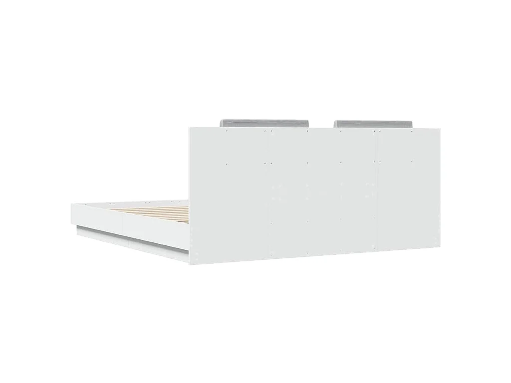 Bettgestell mit Kopfteil und LED-Leuchten Weiß 200x200 cm