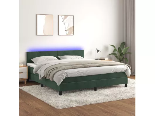 Kauf Unique Boxspringbett mit Matratze & LED Dunkelgrün 180x200 cm Samt