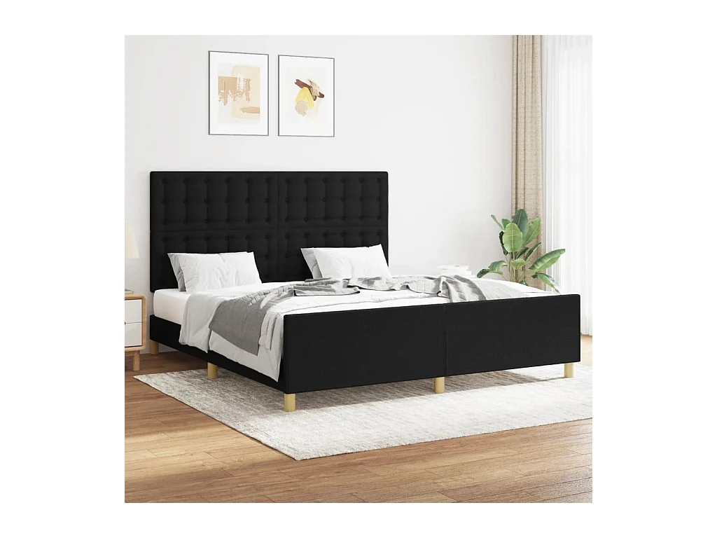 Cadre de lit sans matelas noir 160x200 cm tissu