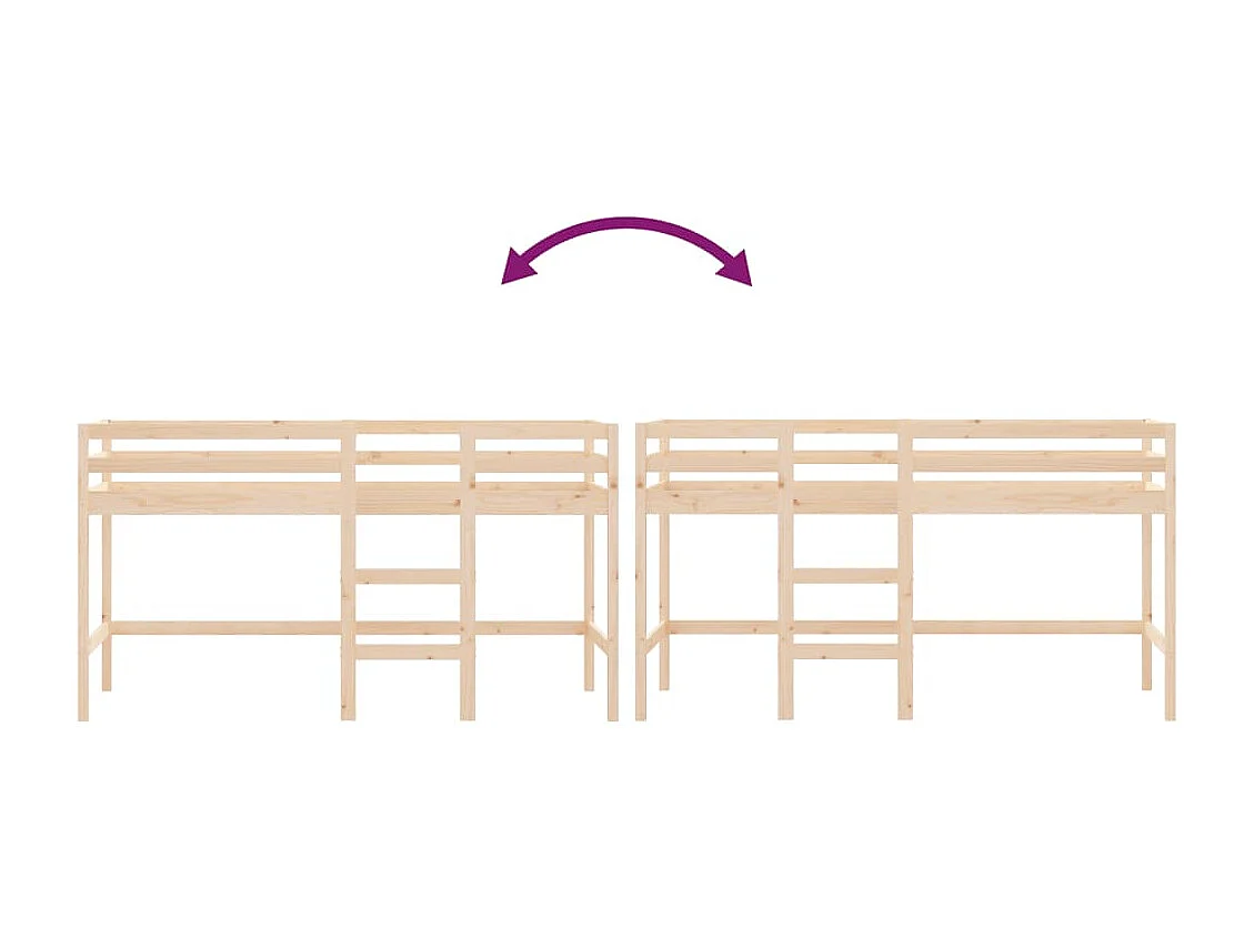 Lit mezzanine d'enfants sans matelas avec échelle 90x190 cm