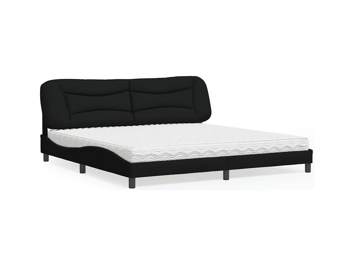 Lit avec matelas noir 200x200 cm tissu