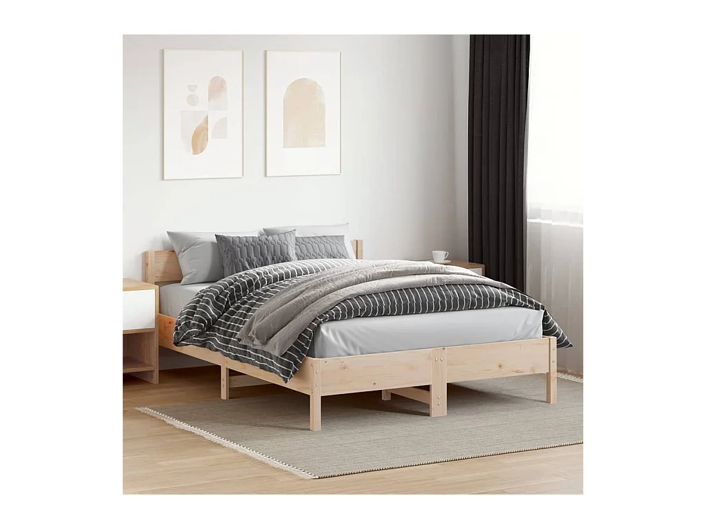 Cadre de lit sans matelas 140x200 cm bois massif de pin