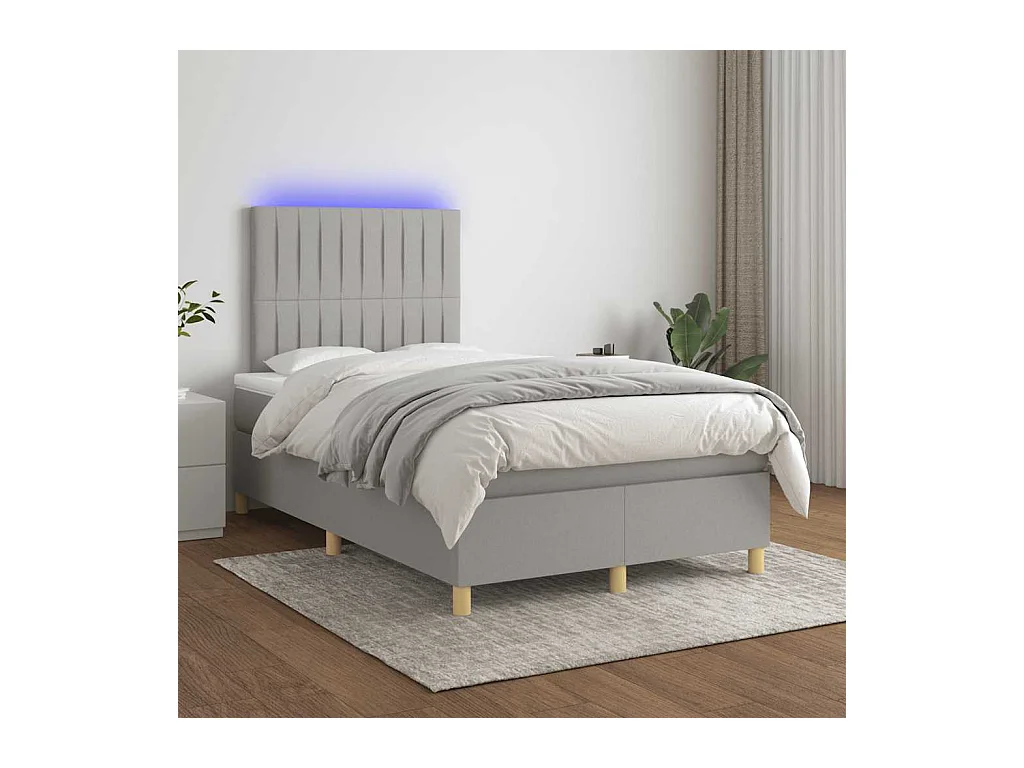 Boxspringbett mit Matratze & LED Hellgrau 120x190 cm Stoff